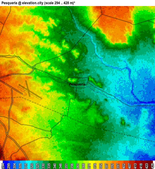 Zoom OUT 2x Pesquería, Mexico elevation map