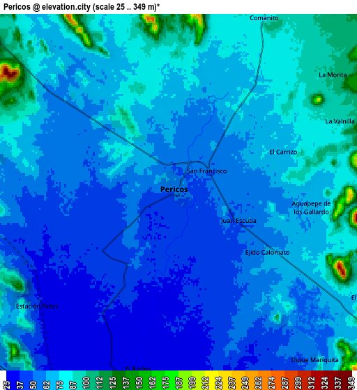 Zoom OUT 2x Pericos, Mexico elevation map