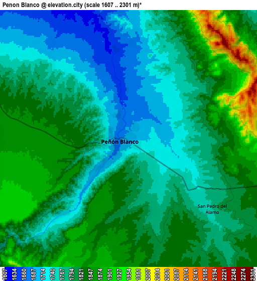 Zoom OUT 2x Peñón Blanco, Mexico elevation map