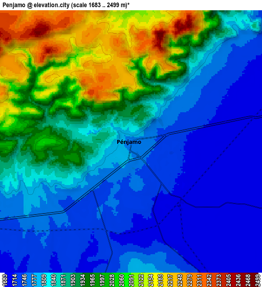 Zoom OUT 2x Pénjamo, Mexico elevation map