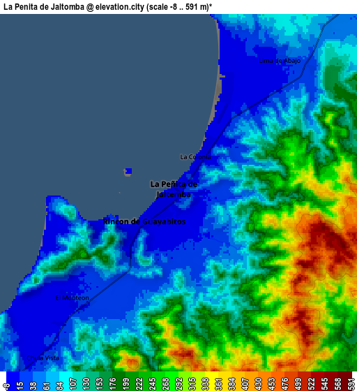 Zoom OUT 2x La Peñita de Jaltomba, Mexico elevation map