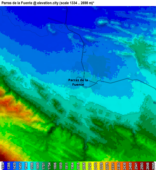 Zoom OUT 2x Parras de la Fuente, Mexico elevation map