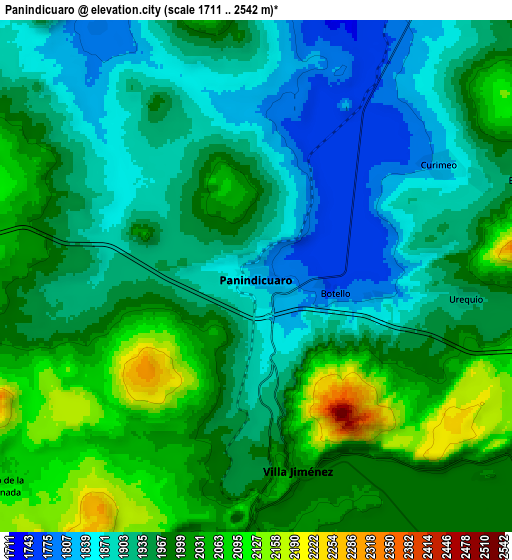 Zoom OUT 2x Panindícuaro, Mexico elevation map