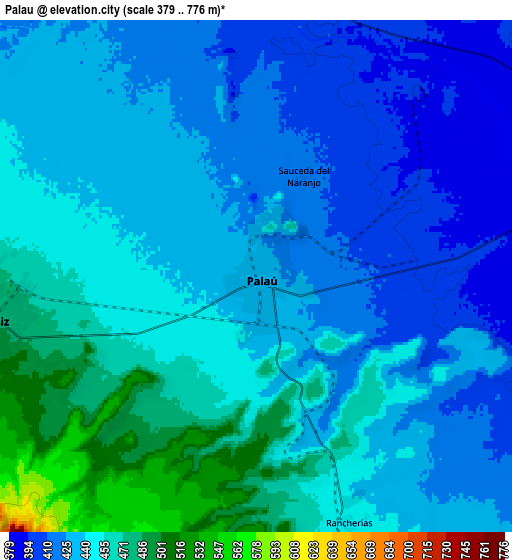 Zoom OUT 2x Palau, Mexico elevation map