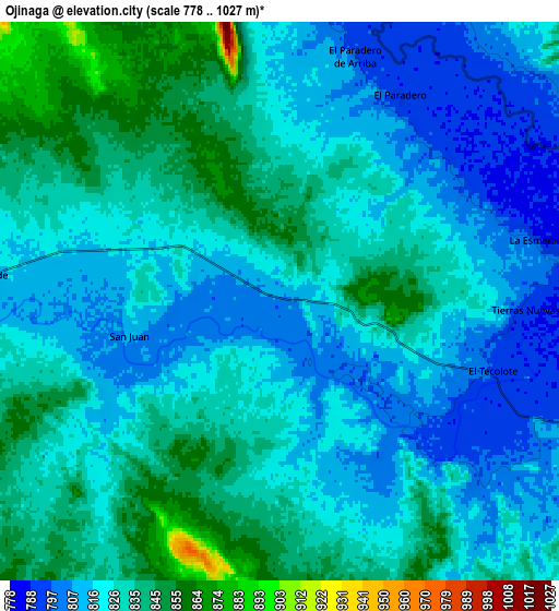 Zoom OUT 2x Ojinaga, Mexico elevation map