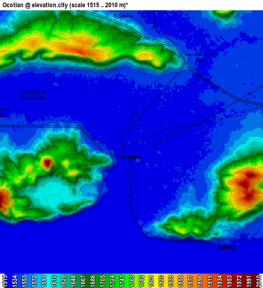 Zoom OUT 2x Ocotlán, Mexico elevation map