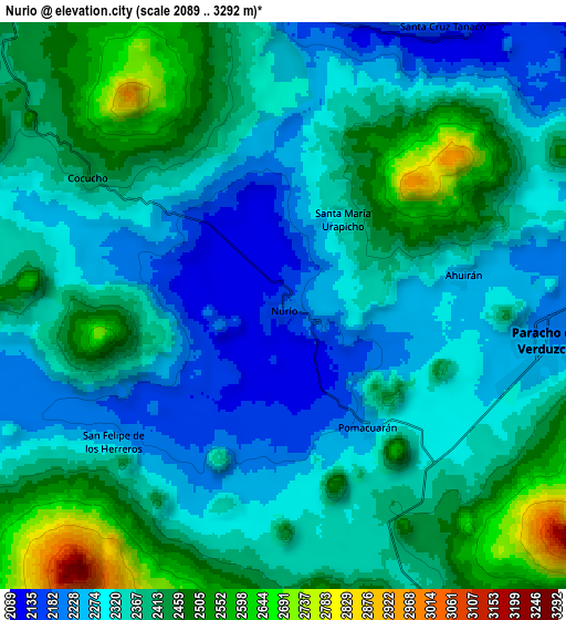 Zoom OUT 2x Nurío, Mexico elevation map