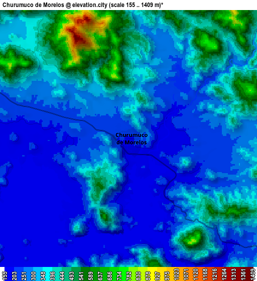 Zoom OUT 2x Churumuco de Morelos, Mexico elevation map