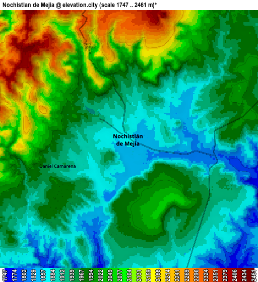 Zoom OUT 2x Nochistlán de Mejía, Mexico elevation map