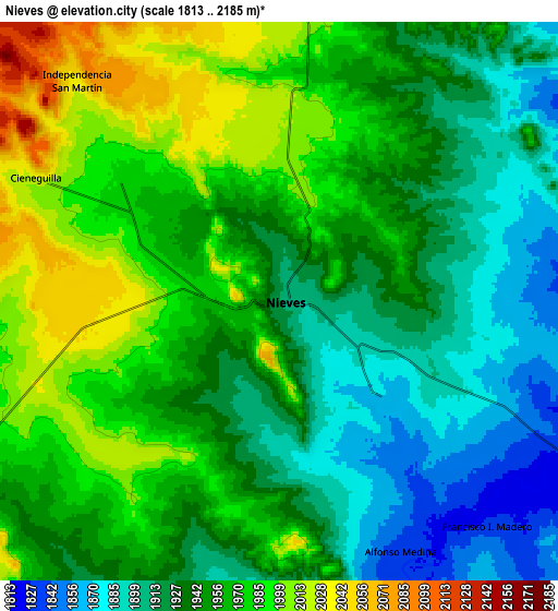 Zoom OUT 2x Nieves, Mexico elevation map