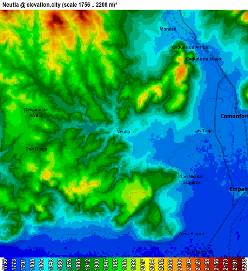 Zoom OUT 2x Neutla, Mexico elevation map