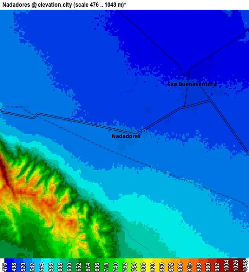 Zoom OUT 2x Nadadores, Mexico elevation map