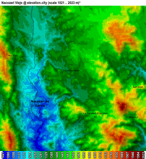 Zoom OUT 2x Nacozari Viejo, Mexico elevation map