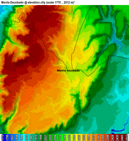 Zoom OUT 2x Monte Escobedo, Mexico elevation map