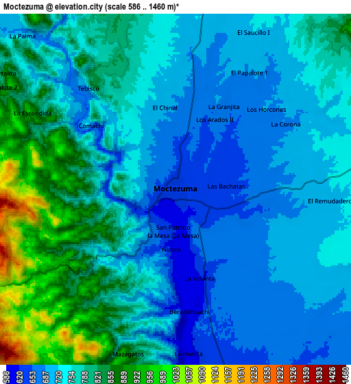 Zoom OUT 2x Moctezuma, Mexico elevation map