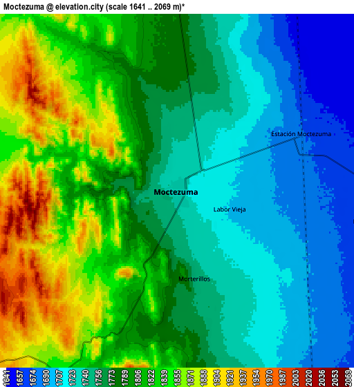 Zoom OUT 2x Moctezuma, Mexico elevation map