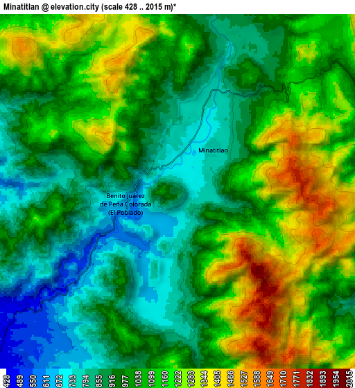 Zoom OUT 2x Minatitlán, Mexico elevation map