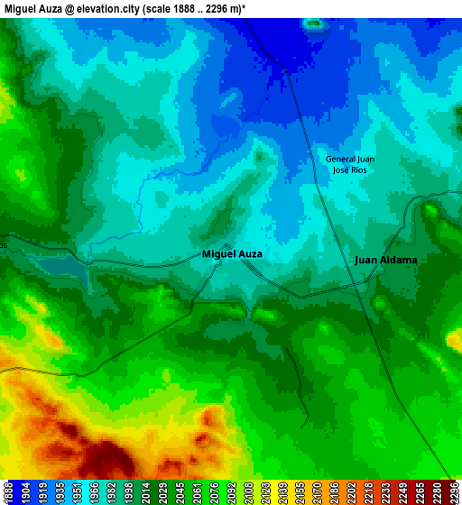 Zoom OUT 2x Miguel Auza, Mexico elevation map