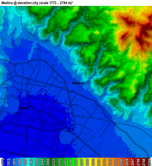 Zoom OUT 2x Medina, Mexico elevation map