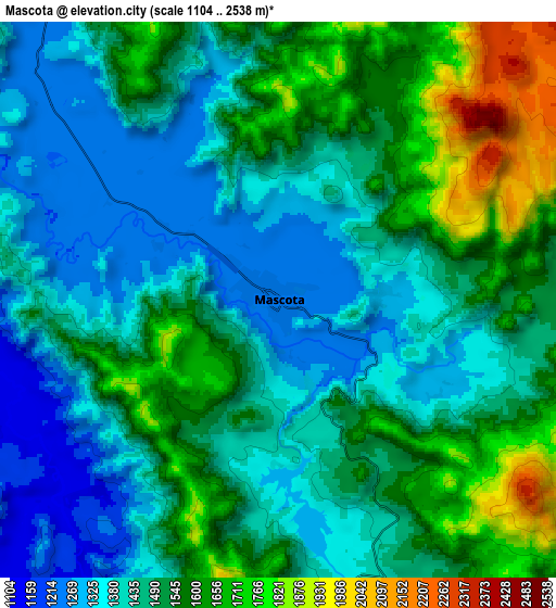 Zoom OUT 2x Mascota, Mexico elevation map