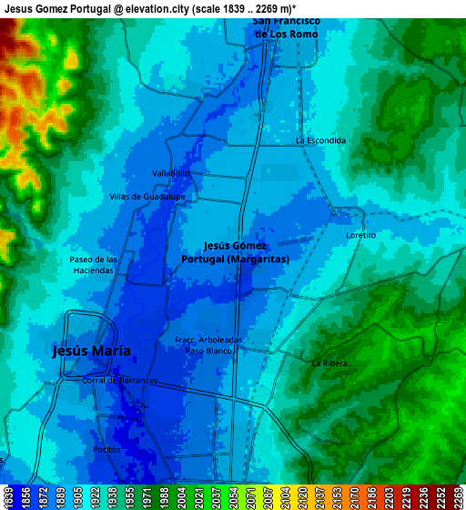 Zoom OUT 2x Jesús Gómez Portugal, Mexico elevation map