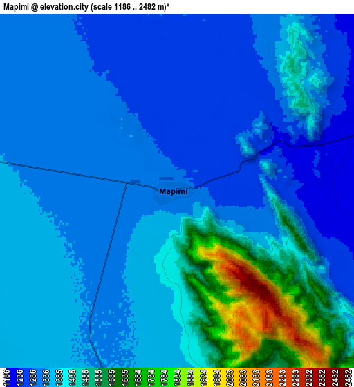 Zoom OUT 2x Mapimí, Mexico elevation map