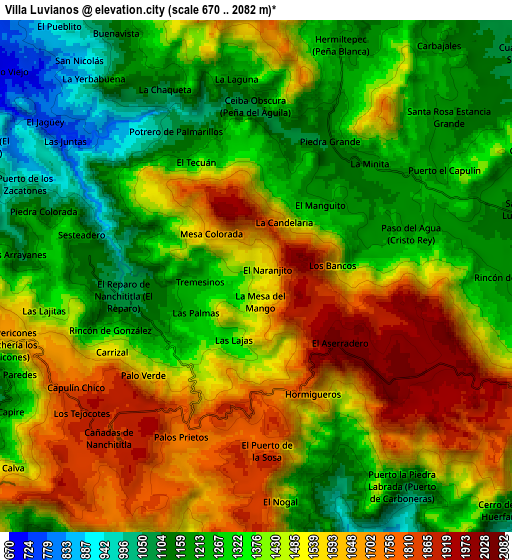 Zoom OUT 2x Villa Luvianos, Mexico elevation map