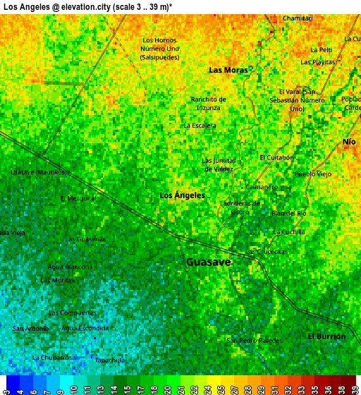 Zoom OUT 2x Los Angeles, Mexico elevation map