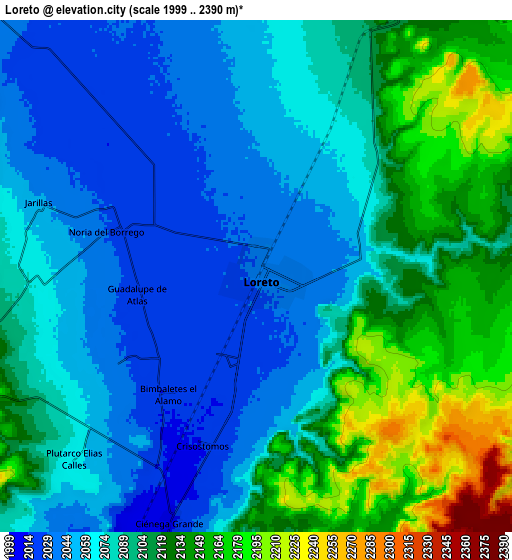 Zoom OUT 2x Loreto, Mexico elevation map