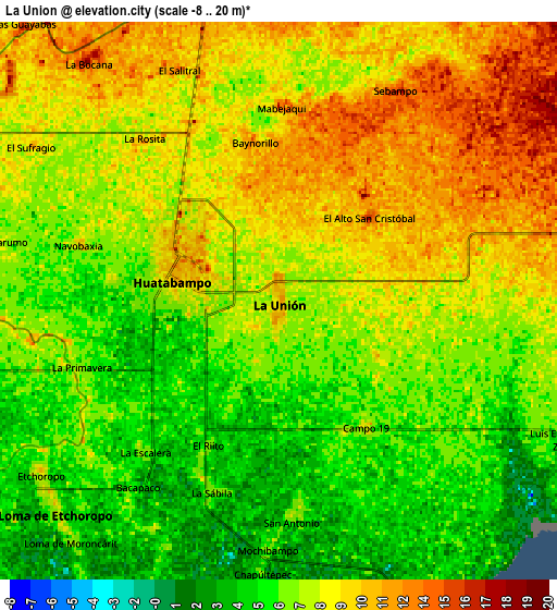 Zoom OUT 2x La Unión, Mexico elevation map