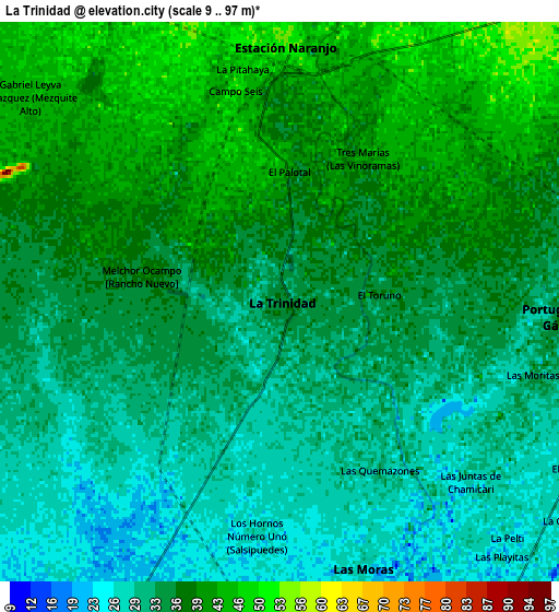 Zoom OUT 2x La Trinidad, Mexico elevation map