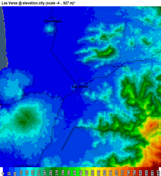 Zoom OUT 2x Las Varas, Mexico elevation map