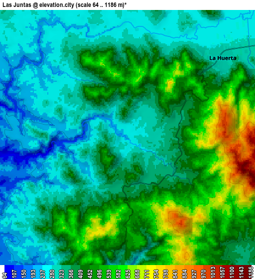 Zoom OUT 2x Las Juntas, Mexico elevation map