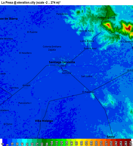 Zoom OUT 2x La Presa, Mexico elevation map