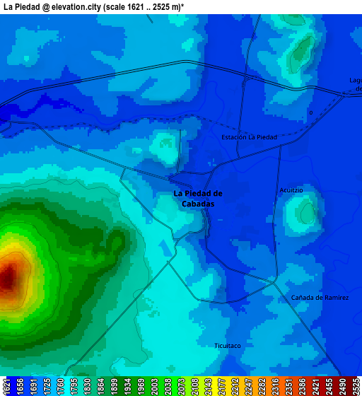 Zoom OUT 2x La Piedad, Mexico elevation map