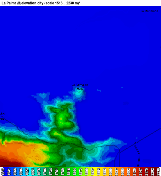 Zoom OUT 2x La Palma, Mexico elevation map