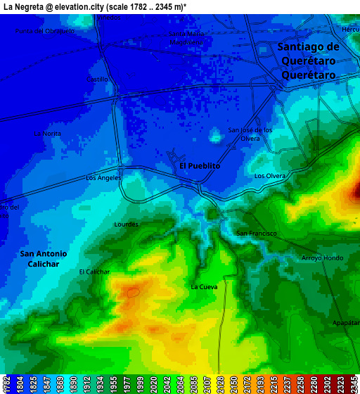 Zoom OUT 2x La Negreta, Mexico elevation map