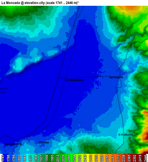 Zoom OUT 2x La Moncada, Mexico elevation map