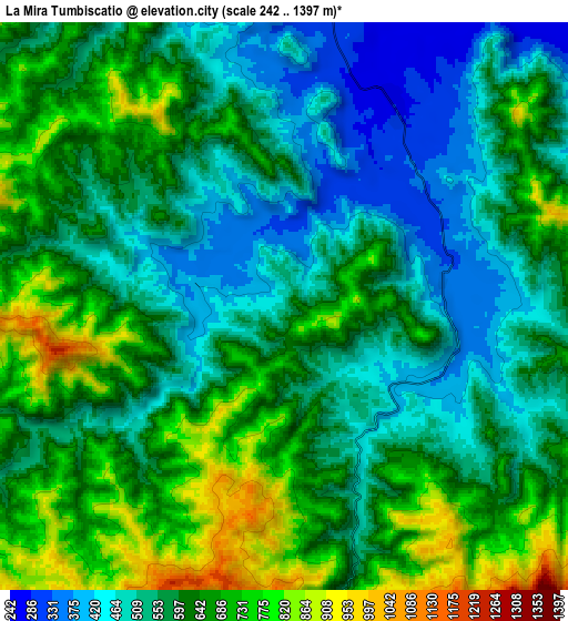 Zoom OUT 2x La Mira Tumbiscatio, Mexico elevation map