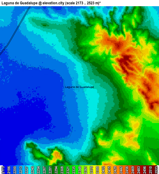 Zoom OUT 2x Laguna de Guadalupe, Mexico elevation map