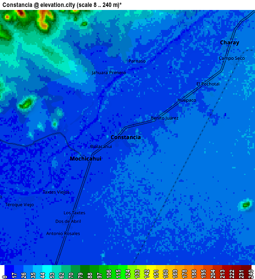 Zoom OUT 2x Constancia, Mexico elevation map