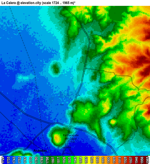 Zoom OUT 2x La Calera, Mexico elevation map