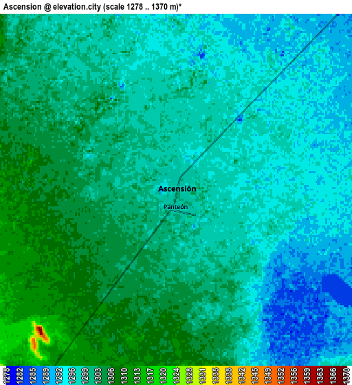 Zoom OUT 2x Ascensión, Mexico elevation map