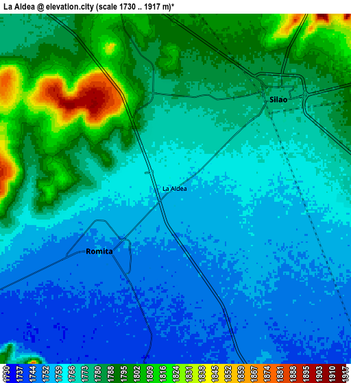 Zoom OUT 2x La Aldea, Mexico elevation map