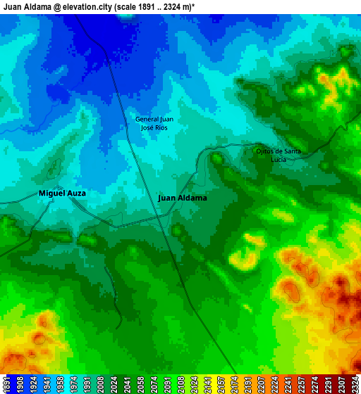 Zoom OUT 2x Juan Aldama, Mexico elevation map