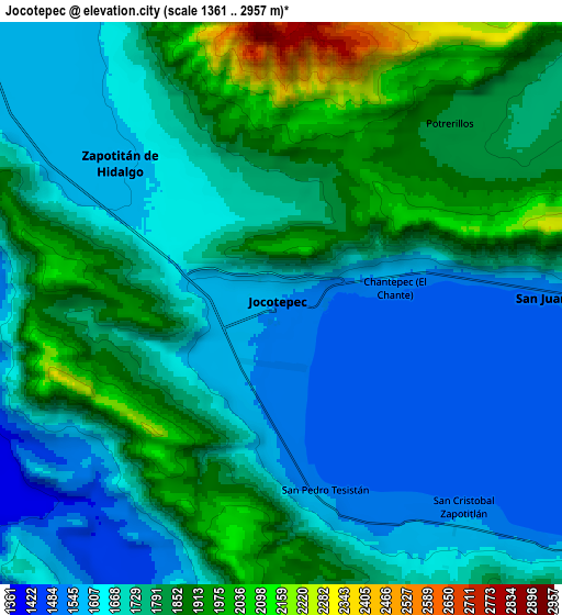 Zoom OUT 2x Jocotepec, Mexico elevation map