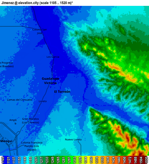 Zoom OUT 2x Jiménez, Mexico elevation map