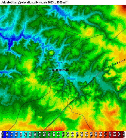 Zoom OUT 2x Jalostotitlán, Mexico elevation map