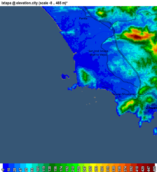 Zoom OUT 2x Ixtapa, Mexico elevation map