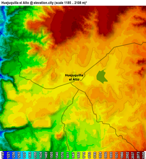 Zoom OUT 2x Huejuquilla el Alto, Mexico elevation map